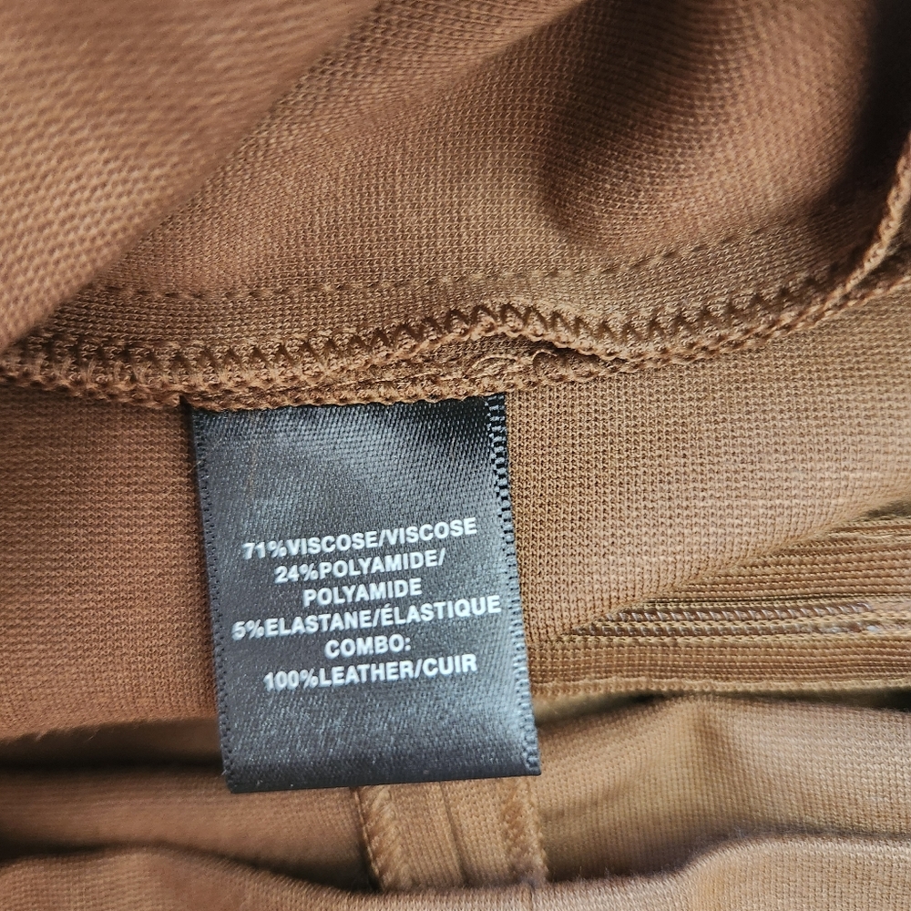 Lafayette 148 New York Sz 6 Dress Brown Genuine Leather Trim Pockets Sleeveless - Picture 11 of 12